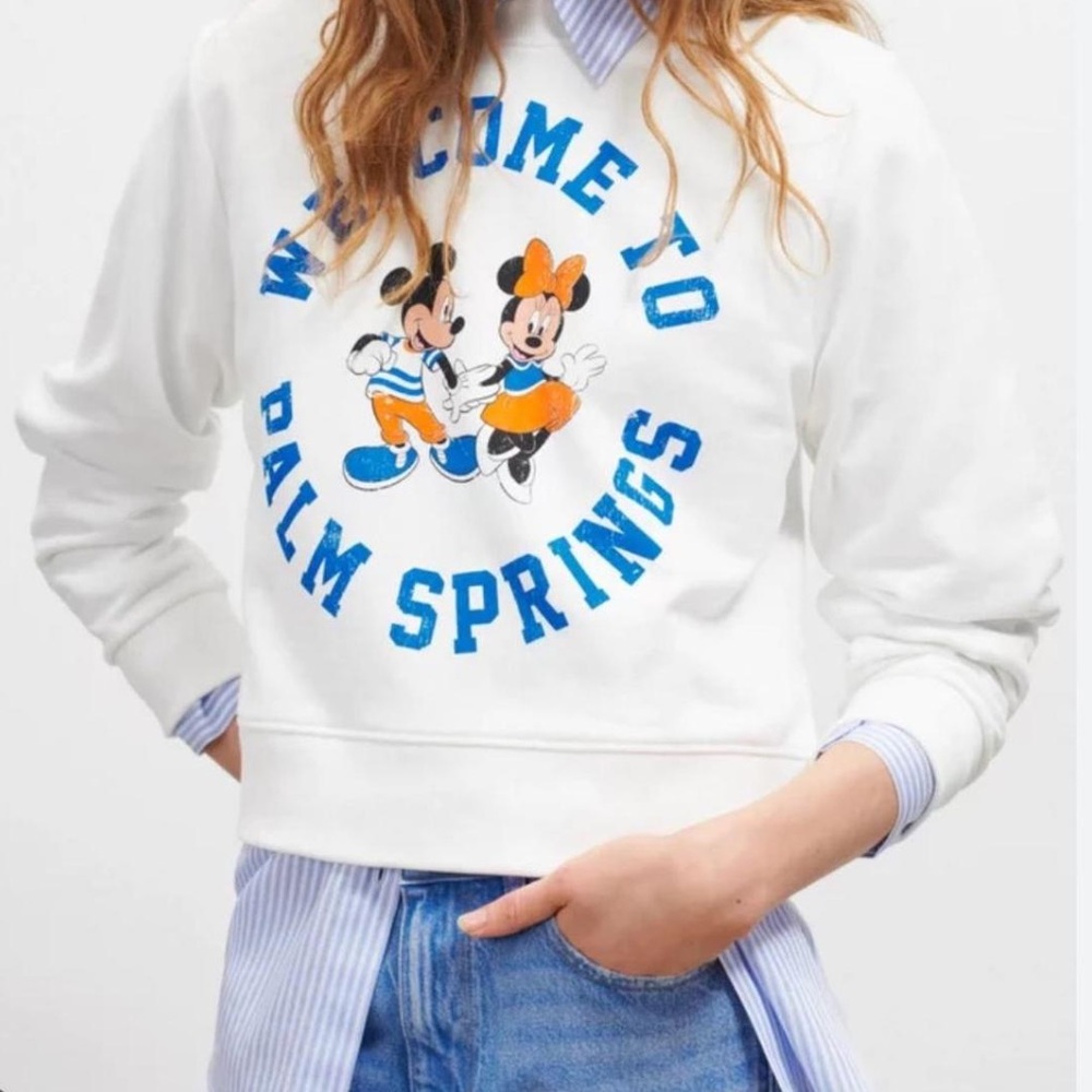 NWT Zara White Disney Mickey and Minnie Sweatshirt